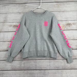 TNA Aritzia LOGO BRAND Crewneck Sweatshirt Womens 1 S/M Heathered Gray Pink‎